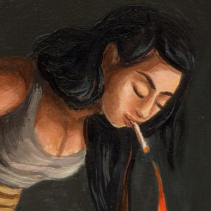 Keep your cool, no matter what. A oil colors on paper of a digital work i made time ago. 22,9 x 30,5 cm. DM fir info. #1400 #persecution #hunting #witch #fire #girl #hairs #black #woman #wicca #face #history (3)