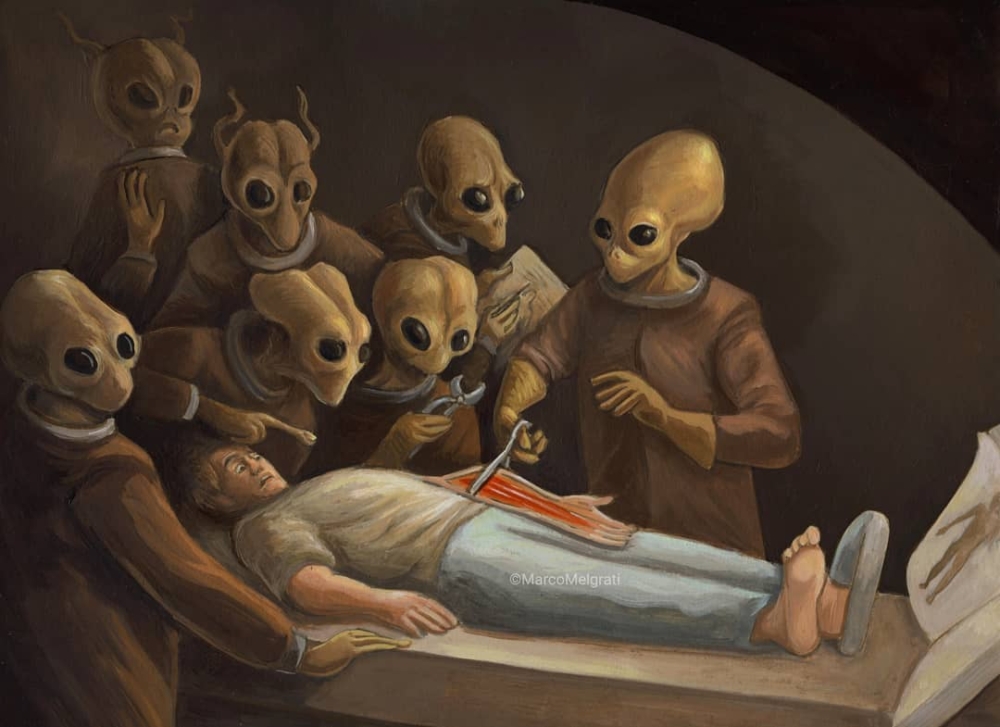 The Lesson of Anatomy. Paint with Koh i noor Oil Colors On 300g paper. Size 30,5 x 22,9 cm. Sold #rembrandt #canvas #inspiration #spaceship #pijama #victim #experiment #et #space #cosmo #traveler #alien #ufo #inter